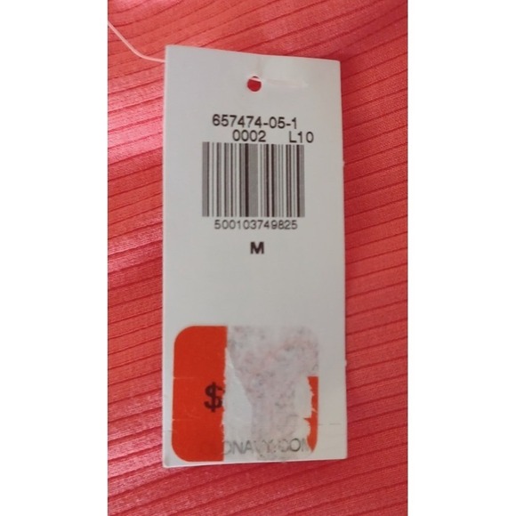 Old Navy Midi Dress Sz M NWT Fit & Flare Rib Knit Coral Pockets Coquette Coastal - Picture 9 of 10